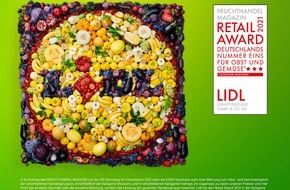 Lidl: Lidl ist Deutschlands Nummer 1 bei Obst und Gemüse in der Kategorie "Discount" / Zum fünften Mal erhält Lidl den "Fruchthandel Magazin Retail Award"