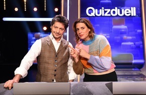 ARD Das Erste: Mit Temperament gegen den "Quizduell-Olymp": Schauspieler-Paar Elena Uhlig und Fritz Karl bei Jörg Pilawa / am Freitag, 29. April 2022, 18:50 Uhr im Ersten