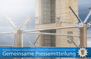 Landeskriminalamt Baden-Württemberg: LKA-BW: Gemeinsame Pressemitteilung der Staatsanwaltschaft Aachen und des LKA BW: Versuchte räuberische Erpressung - Tatverdächtiger mit Bezügen zu Schussabgaben im Großraum Stuttgart in Heilbronn verhaftet