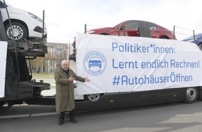 ZDK Zentralverband Deutsches Kraftfahrzeuggewerbe e.V.: Protest am Kanzleramt: ZDK fordert bundesweite Öffnung des Autohandels