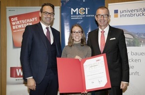 MCI Austria: MCI-Absolventin Iris Oberkalmsteiner erhält WKT-Wissenschaftspreis 2018