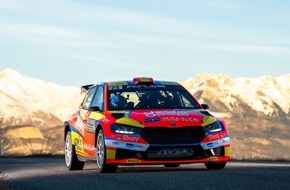 Skoda Auto Deutschland GmbH: Rallye Monte Carlo: Beim ersten Einsatz mit Škoda liefert Pepe López packenden Kampf um den WRC2-Sieg