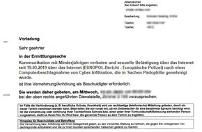 Polizei Köln: POL-K: 220111-5-K/LEV Achtung Phishing: Betrüger verschicken verfälschte Vorladung der Polizei Köln per E-Mail - Foto