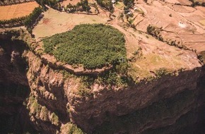 Stiftung Menschen für Menschen: Zum Tag des Baumes am 23. April 2018: Spektakuläre Luftaufnahme von einem Aufforstungsgebiet der Stiftung Menschen für Menschen