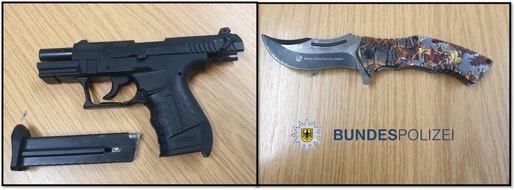 Bundespolizeidirektion Sankt Augustin: BPOL NRW: Ohne Fahrkarte im Schnellzug: Bundespolizei findet Waffe und Einhandmesser