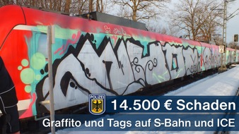 Bundespolizeidirektion München: Bundespolizeidirektion München: Graffititäter verursachen Sachschaden in Höhe von rund 14.500 Euro: ICE und S-Bahn beschmiert