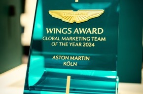 Aston Martin Lagonda of Europe GmbH: Aston Martin Köln bei den "Wings Awards"  der britischen Luxusmarke als  "Global Marketing Team of the Year" ausgezeichnet