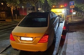 Polizei Duisburg: POL-DU: Rheinhausen: Tiefergelegter Mercedes am Abschlepphaken