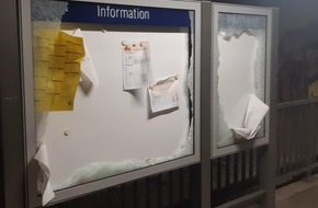 Bundespolizeiinspektion Klingenthal: BPOLI KLT: Sachbeschädigung am Haltepunkt - Bundespolizei sucht Zeugen