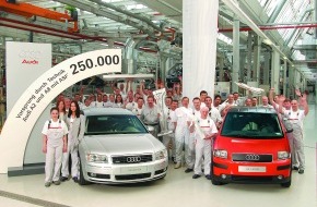 Audi AG: 250.000 Audi mit Aluminiumkarosserie gefertigt / Leichtbau wiegt schwer bei Audi / Wettbewerbsvorsprung von 5 Jahren