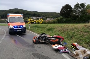 Polizeidirektion Landau: POL-PDLD: Schwerer Motorradunfall auf der B 38, Gemarkung Oberotterbach