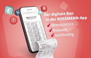 Dirk Rossmann GmbH: Pressemitteilung: Digitaler Kassenbon ab sofort in der ROSSMANN-App verfügbar
