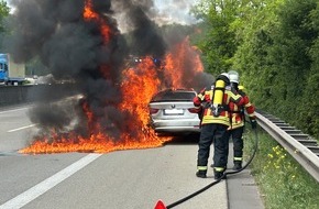 Verkehrsdirektion Mainz: POL-VDMZ: PKW brennt auf Autobahn