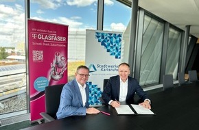 Deutsche Telekom AG: Glasfaserausbau in Karlsruhe: Stadtwerke Karlsruhe und Telekom schließen Kooperationsvertrag