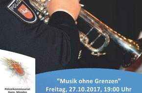 Polizeiinspektion Göttingen: POL-GÖ: (594/2017) Polizeiorchester Niedersachsen wieder zu Gast in Hann. Münden - Benefizkonzert "Musik ohne Grenzen" zugunsten der Verkehrssicherheit am 27. Oktober im Welfenschloss