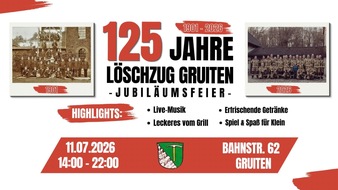 Feuerwehr Haan: FW-HAAN: Feier zum 125-j&auml;hrigen Bestehen des L&ouml;schzugs Gruiten