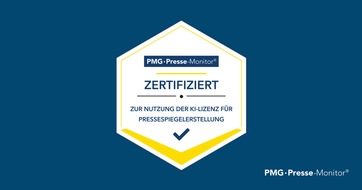 PMG Presse-Monitor GmbH & Co. KG: Urheberrecht und KI im Einklang: PMG Presse-Monitor zertifiziert Medienbeobachter und Agenturen f&uuml;r die KI-gest&uuml;tzte Pressespiegelerstellung