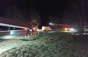 Polizeiinspektion Rotenburg: POL-ROW: ++ Schwertransport steckt fest - Anschlussstelle Heidenau gesperrt ++