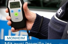 Polizei Mettmann: POL-ME: Mit zwei Promille ins Fast-Food-Restaurant: Polizei zieht betrunkenen Autofahrer aus dem Verkehr - Monheim am Rhein - 2001005