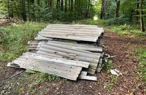 Polizeiinspektion Nienburg / Schaumburg: POL-NI: Stöckse - Asbestplatten auf Waldweg entsorgt - Zeugenaufruf