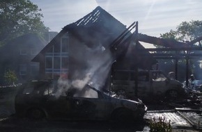 Polizeiinspektion Wilhelmshaven/Friesland: POL-WHV: Brand eines Wohnhauses in Bockhorn (Bild) - Bewohner konnten das Wohnhaus unverletzt verlassen - ein weiterer Brand in Varel