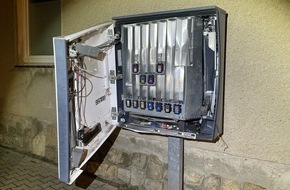 Landespolizeiinspektion Erfurt: LPI-EF: Zeugenaufruf nach Sprengung eines Zigarettenautomaten in Olbersleben