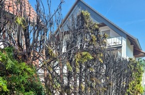 Feuerwehr Ense: FW Ense: Brennende Hecke - Gebäude in Gefahr