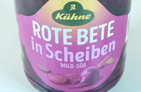 Carl K&uuml;hne KG: Produktr&uuml;ckruf K&uuml;hne Rote Bete Scheiben, 720ml im Glas: Gefahr durch Fremdk&ouml;rper im Produkt