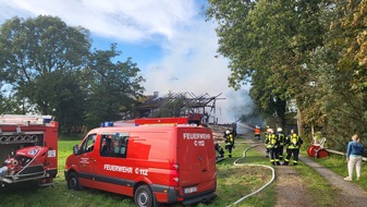 Polizeiinspektion Cuxhaven: POL-CUX: Brand einer Scheune in Steinau - hoher Sachschaden