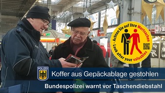 Bundespolizeidirektion München: Bundespolizeidirektion München: Koffer aus Gepäckablage gestohlen / Dieb erbeutet Fotoequipment im fünfstelligen Wert