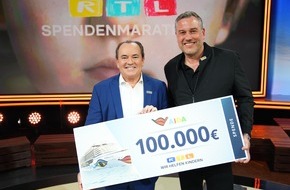 AIDA Cruises: AIDA Cruises spendet Rekordsumme von 100.000 Euro beim 29. RTL-Spendenmarathon