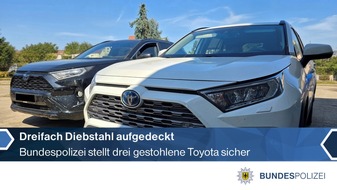 Bundespolizeiinspektion Ludwigsdorf: BPOLI LUD: Kurz vor der Grenze: Bundespolizei stellt drei gestohlene Toyota sicher