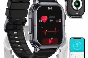 PEARL GmbH: Smarter Fitness-Begleiter: newgen medicals Fitness-Smartwatch SW-490 mit EKG-, Herzfrequenz- und Blutdruck-Anzeige