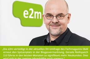 Energy2market GmbH: Energy2market verteidigt Spitzenplatz in der Biogasvermarktung / Redispatch 2.0 führt zu signifikant mehr Neukunden