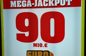 Eurojackpot: Mega-Jackpot von 90 Millionen Euro wartet

Gleich 15 Großgewinne bei der heutigen Ziehung