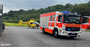 Feuerwehr Hagen: FW Hagen: Betriebsunfall mit verletzter Person, Rettungshubschrauber im Einsatz