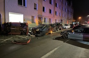 Polizei Bochum: POL-BO: Schwerer Unfall in Stahlhausen: Alkoholisierter Autofahrer (30) kollidiert mit fünf geparkten Fahrzeugen