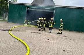 Polizeiinspektion Stade: POL-STD: Feuer auf landwirtschaftlichem Anwesen in Assel - 60 Tiere gerettet - hoher Sachschaden entstanden, Tageswohnungseinbrecher in Engelschoff, Geräteschuppen an Stader Schule aufgebrochen