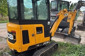 Landespolizeiinspektion Jena: LPI-J: Minibagger die Dritte - Minibagger gestohlen - wiedergefunden - wieder gestohlen - und jetzt wirklich zur&uuml;ck (mit Bild)