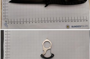 Bundespolizeidirektion Sankt Augustin: BPOL NRW: Bundespolizei findet Schlagring und Messer
