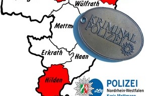 Polizei Mettmann: POL-ME: Einbrüche aus dem Kreisgebiet - Velbert / Heiligenhaus / Hilden - 2211057