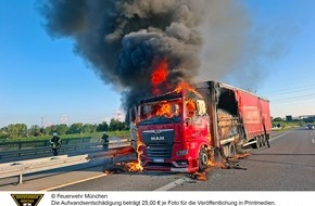 Feuerwehr München: FW-M: Lkw-Brand auf Autobahn (A 99)
