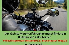 Polizeiinspektion Emsland/Grafschaft Bentheim: POL-EL: Lingen - Motorradfahrerstammtisch August