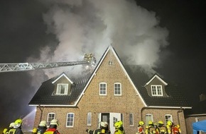 Kreisfeuerwehrverband Segeberg: FW-SE: Dachstuhlbrand eines Einfamilienhauses in Lentföhrden