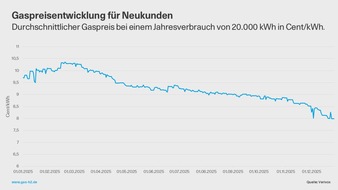 DIE GAS- UND WASSERSTOFFWIRTSCHAFT e.V.: Sinkende Gaspreise entlasten Verbraucher / CO2-Preis wirkt sich 2026 kaum aus