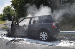 Polizeidirektion Kaiserslautern: POL-PDKL: SUV geht in Flammen auf