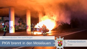 Polizeipräsidium Trier: POL-PPTR: Weiterer Fahrzeugbrand in den Moselauen