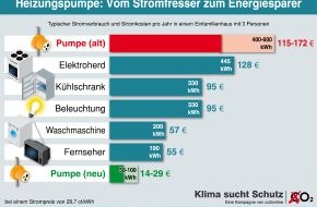 co2online gGmbH: Stromkosten: Alte Heizungspumpen verbrauchen so viel wie Fernseher und Waschmaschine zusammen / Sparpotenzial von 120 Euro jährlich