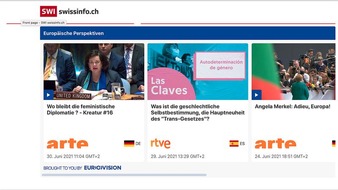 SWI swissinfo.ch: Was Menschen in Europa bewegt / Mit Medien aus ganz Europa bietet SWI swissinfo.ch neu "Europäische Perspektiven"