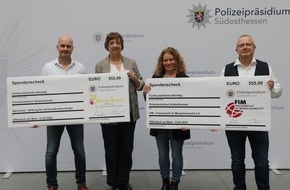 Polizeipräsidium Südosthessen: POL-OF: 1.110 Euro für den guten Zweck: Spendenübergabe an zwei gemeinnützige Einrichtungen